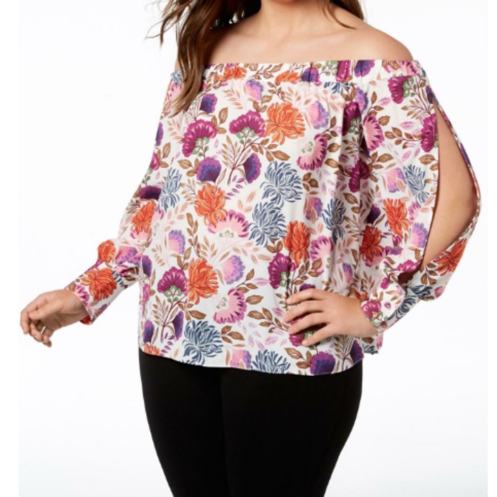 INC NWOT 1X Off the Shoulder Blouse Slit Sleeves